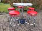 5 Amerikaanse barkrukken bar tafel Bel Air sixties fifties, Ophalen, 5 krukken of meer, 60 tot 90 cm, Met voetsteun