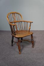 Antieke Engelse Windsor stoel/ fauteuil, low back, 18e eeuw, Antiek en Kunst, Antiek | Meubels | Stoelen en Banken, Ophalen