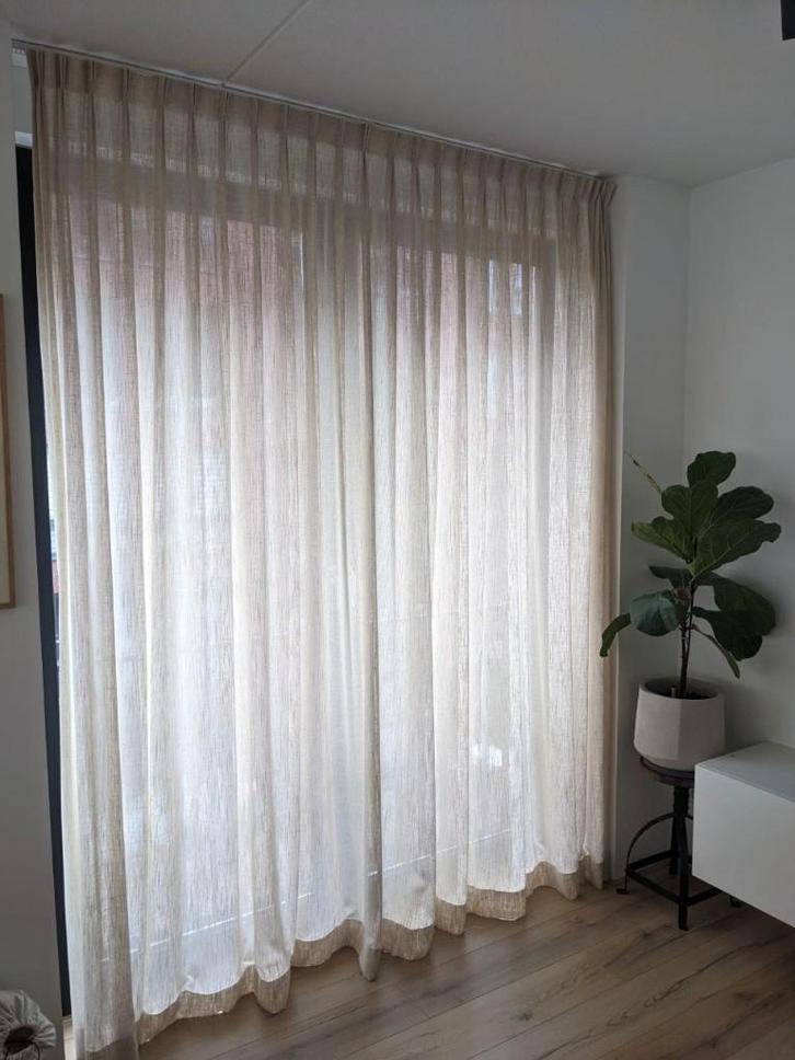 Linnen Inbetween Gordijnen (Dubbele Plooi) - 225cm x 256cm, Huis en Inrichting, Stoffering | Gordijnen en Lamellen, Zo goed als nieuw