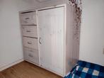 Witblauw dressoir met 4 lades, Ophalen, Gebruikt, Met deur(en), 50 tot 100 cm