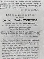 Wouters x Vrijsen 1887 Alphen en Riel 1969 Poppel, Ophalen of Verzenden, Bidprentje