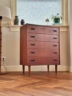 Vintage ladekast teak hout jaren 50/60 Deens Scandinavisch, Huis en Inrichting, Kasten | Ladekasten, Ophalen, Gebruikt, 5 laden of meer