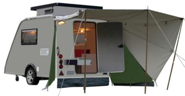 Luifel Kip Shelter grijs met groene zijkanten, Caravans en Kamperen, Caravan accessoires, Gebruikt, Ophalen of Verzenden