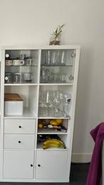 IKEA KALLAX kast met glazen deuren – wit, Ophalen, Zo goed als nieuw, 25 tot 50 cm, 50 tot 100 cm