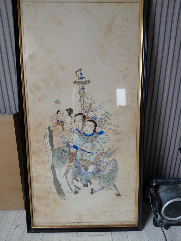 Oosters schilderij met figuren, Antiek en Kunst, Kunst | Overige Kunst, Ophalen