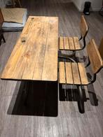 Schoolbankje vintage prachtig oud, Huis en Inrichting, Tafels | Bijzettafels, Gebruikt, 75 cm of meer, Rechthoekig, Hout