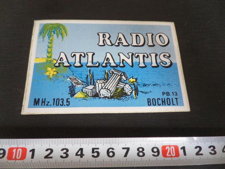 sticker piraat zender radio atlantis bocholt MHz 103.5, Verzamelen, Stickers, Zo goed als nieuw, Bedrijf of Vereniging, Ophalen