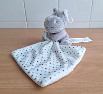 Knuffeldoekje, Knuffel van Ergee, Grijs Nijlpaard met Doekje beschikbaar voor biedingen