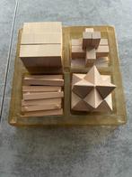 4 houten puzzels - breinbrekers (met oplossingen), Ophalen of Verzenden, Rubik's of 3D-puzzel