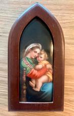 Madonna met Kind - Aardewerk, Eiken Lijst, ca. 1930, Ophalen of Verzenden