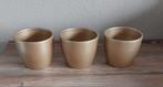 3 BLOEMPOTJES goud kleur, Tuin en Terras, Bloempotten, Rond, Ophalen of Verzenden, Aardewerk, Binnen