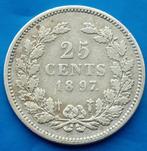 25 cent 1897 - Wilhelmina, Zilver, Koningin Wilhelmina, Losse munt, 25 cent