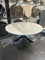 Ronde eettafel marmer MOET WEG - Crema Marfil 130cm, Rond, Ophalen of Verzenden, Zo goed als nieuw, Vijf personen of meer