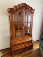 vitrinekast, Huis en Inrichting, Kasten | Vitrinekasten, Ophalen, 100 tot 150 cm, Teakhout, Zo goed als nieuw
