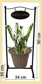 Plantenstandaard met welkomstbordje, hoogte 90 cm. Bieden., Huis en Inrichting, Woonaccessoires | Zuilen en Pilaren, Ophalen of Verzenden