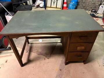 Vintage, antiek, bureau, jaren 20, eiken, blad groen beschikbaar voor biedingen