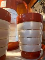 Art Deco Beker Set Wit Oranje Gouden Bies, Antiek en Kunst, Antiek | Servies compleet, Ophalen of Verzenden