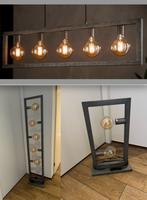Industriële lampenset Hanglamp + Vloerlamp + 2 tafellampen, Huis en Inrichting, Ophalen, Zo goed als nieuw, Modern, Metaal