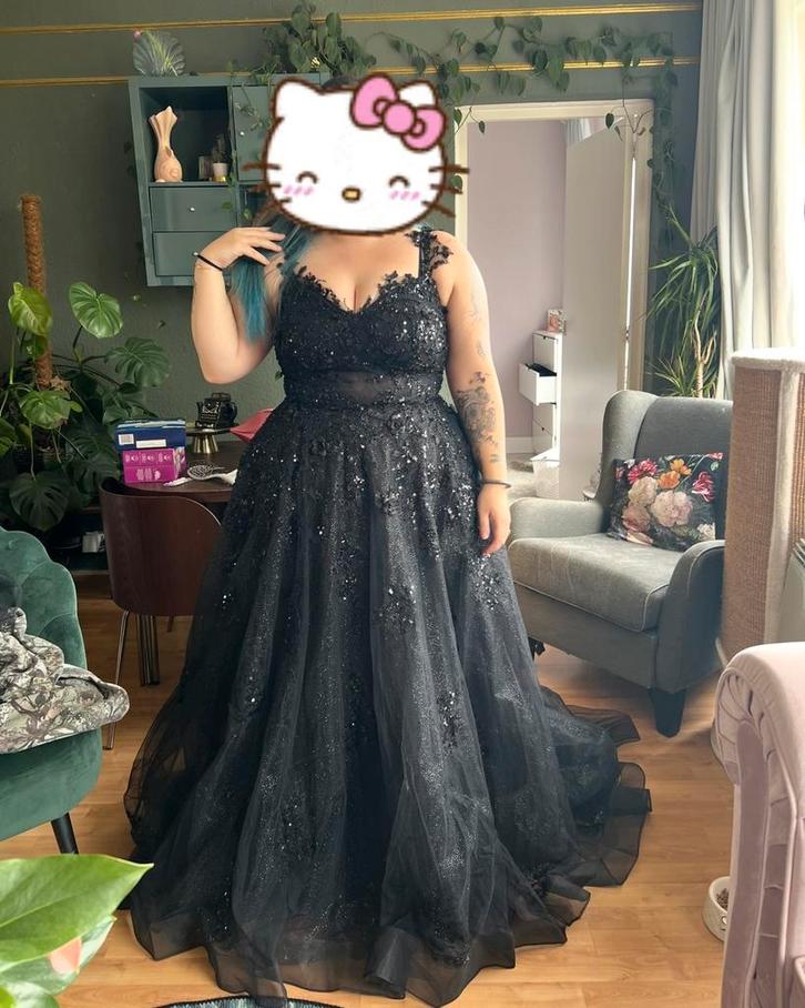 Mooie avond/trouwjurk, Kleding | Dames, Gelegenheidskleding, Zo goed als nieuw, Galajurk, Maat 42/44 (L), Zwart, Ophalen of Verzenden