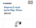 Geberit Mapress 90gr. bocht 35mm mof mof, Bochten, Pvc, Nieuw, Ophalen of Verzenden