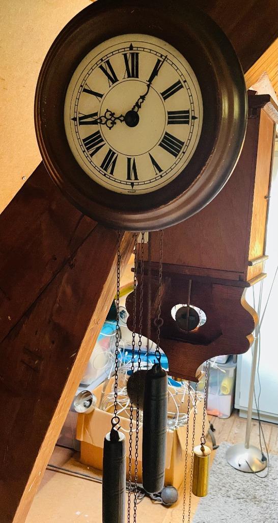 Houten wandklok met gewichten, Antiek en Kunst, Antiek | Klokken, Ophalen