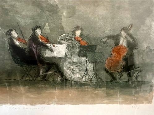 Strijkkwartet, orig. Kleurenlitho, Mart Kemper;22/55 exx., Antiek en Kunst, Kunst | Litho's en Zeefdrukken, Ophalen of Verzenden