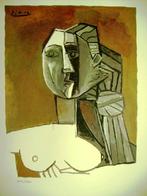 Picasso (1881) Kleur Lithografie "Borstbeeld Vrouw " Gen Ges, Antiek en Kunst, Ophalen of Verzenden