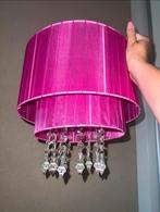 Roze hanglamp met kristallen, Huis en Inrichting, Lampen | Kroonluchters, Ophalen, Zo goed als nieuw, Stof