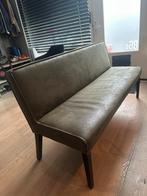 Leren bank groen (eettafel), Huis en Inrichting, Stoelen, Ophalen, Gebruikt, Bruin, Leer