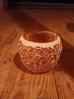 Waxinelichthoudertje oranje glas, Ophalen of Verzenden, Zo goed als nieuw, Overige materialen, Minder dan 25 cm