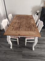 Eethoek wit met stijger houten tafel blad, Huis en Inrichting, Ophalen, Zo goed als nieuw