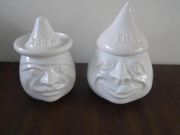 Koffie bewaarpot gezicht thee pot thee bewaarpot vintage beschikbaar voor biedingen