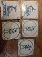 Delfts Blauw tegeltjes 5 stuks 13x13cm, Antiek en Kunst, Ophalen of Verzenden