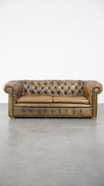 Stoere 2.5 zits rundleren chesterfield bank, Huis en Inrichting, Banken | Bankstellen, Ophalen, Gebruikt, Chesterfield, Tweepersoons