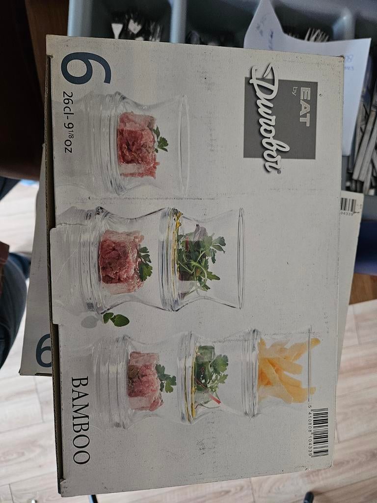 2x Durabor Bamboo Amuseglazen Stapelbaar (26cl), Overige materialen, Ophalen of Verzenden, Zo goed als nieuw, Vaatwasserbestendig