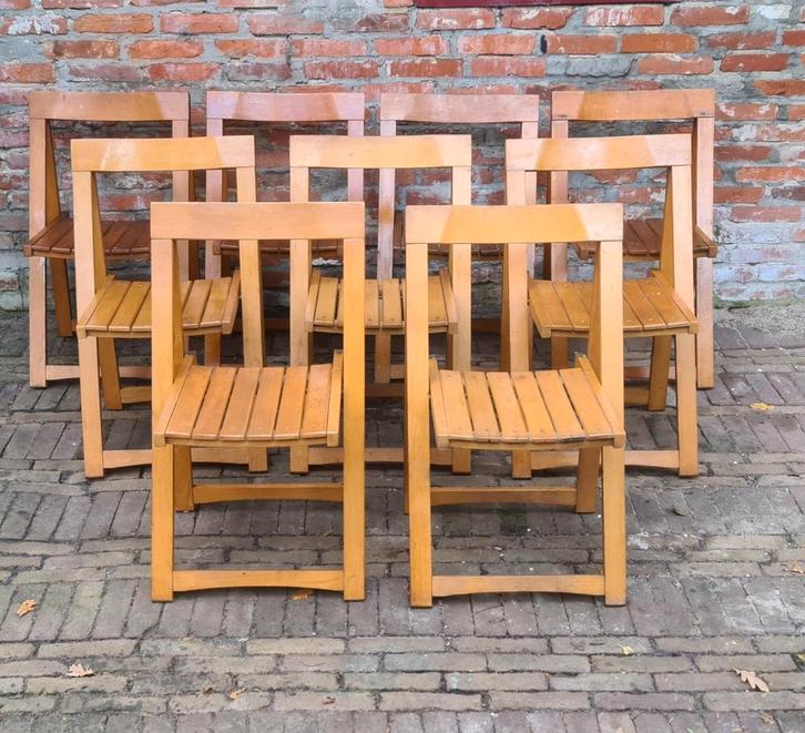9 vintage, design stoelen Aldo Jacober model Trieste, Huis en Inrichting, Stoelen, Vijf, Zes of meer stoelen, Ophalen