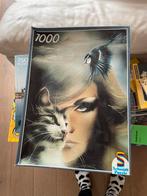 Schmidt Puzzel 1000 stukjes - Kat, Vogel, Vrouw, Ophalen of Verzenden, 500 t/m 1500 stukjes, Gebruikt, Legpuzzel