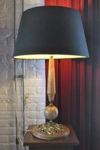 Schemerlamp, antiek, marmer, messing, 62 cm hoog, Ophalen of Verzenden