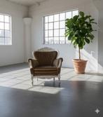 Prachtige barok fauteuil – velvet olijfgroen met zilver, Huis en Inrichting, Fauteuils, Ophalen, Zo goed als nieuw, 75 tot 100 cm