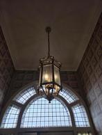 Indrukwekkende koper/ messing lantaarnlamp, Huis en Inrichting, Glas, Vintage design empire mid century hollywood regency antiek