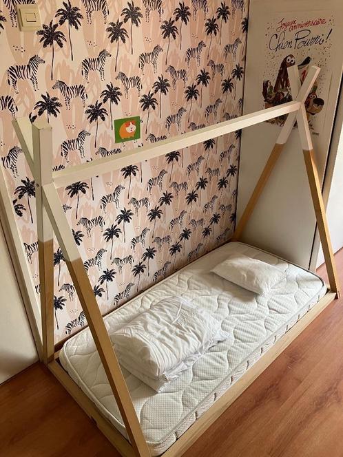 Childhome - Tipi Bed - 70x140 Cm - Hout - Naturel Wit, Kinderen en Baby's, Kinderkamer | Bedden, Gebruikt, Minder dan 140 cm, 70 tot 85 cm