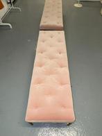 ROZE VELVET GECAPITONNEERDE LANGE BANKJES MET GOUDEN POTEN, Ophalen, Zo goed als nieuw, Stof, Minder dan 50 cm