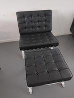 Barcelona Chair met Voetenbank - Zwart Leer, Ophalen
