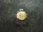 14 krt. 585 gouden 2e hands ring met gravure letter MP maat, Gebruikt, Ophalen of Verzenden, Kleiner dan 17, Dame of Heer