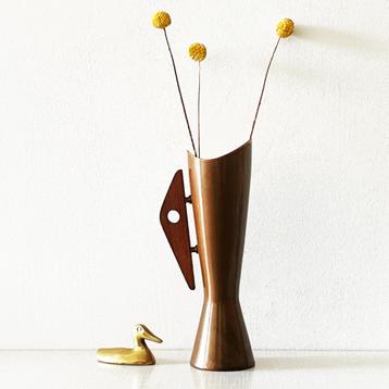 Dahlmann Denmark vintage VAAS koper teak MidCentury Design beschikbaar voor biedingen