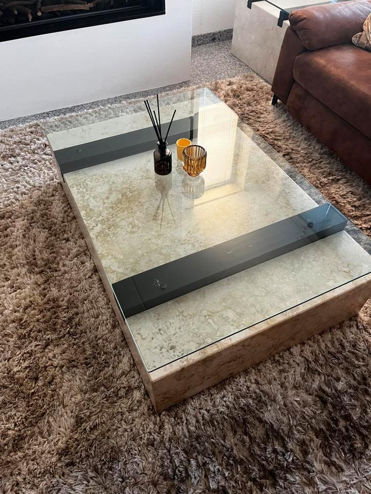 Mooie zware marmeren salontafel – 120x80x34 cm, Huis en Inrichting, Tafels | Salontafels, Zo goed als nieuw, Minder dan 50 cm