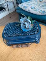 Donker blauw stoof, decoratie gietijzer antiek brocante, Ophalen of Verzenden