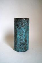 vintage Pieter Groeneveldt vaas blauw turquoise keramiek 104, Gebruikt, Overige kleuren, Aardewerk of Porselein, Ophalen of Verzenden