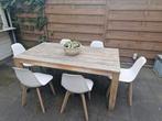 Hardhouten tuinset met 6 stoelen, Ophalen, Gebruikt, Hardhout, 6 zitplaatsen