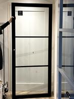 Skantrea nieuwe zwart houten binnendeur met glas én deurkruk, Ophalen, 80 tot 100 cm, Binnendeur, Nieuw